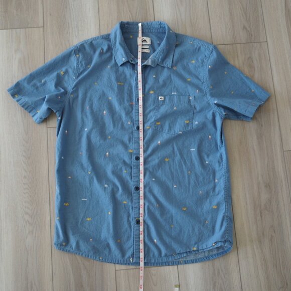 Quiksilver Men's Spaced Out Retro Light Blue Patterned Shirt Sz Regular Fit M - Picture 10 of 14
